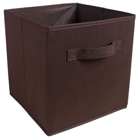 Boîte de rangement pliable en tissu marron de 25 cm de large x 25 cm de long x 25 cm de haut, sans couvercle, type tiroir, 1 pièce
