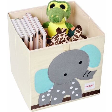 Boîte de rangement pliable enfant,Boîte de rangement jouets animaux,Boîte de rangement grande capacité pour enfants,Boîte à jouets pliable en tissu （l'éléphant）