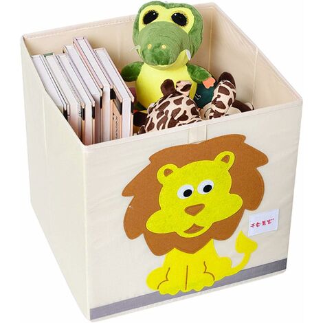 Boîte de rangement pliable enfant,Boîte de rangement jouets animaux,Boîte de rangement grande capacité pour enfants,Boîte à jouets pliable en tissu （Lion）