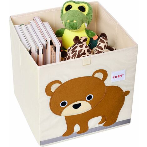 Boîte de rangement pliable enfant,Boîte de rangement jouets animaux,Boîte de rangement grande capacité pour enfants,Boîte à jouets pliable en tissu （Petit ours）