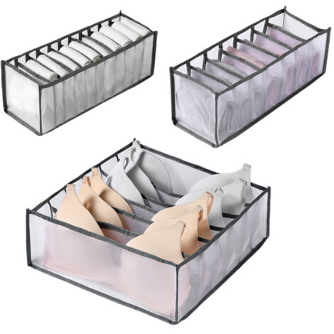 Boîte de rangement pliable pour sous-vêtements, usage domestique, séparateur de tiroir en maille, organisateur pour sous-vêtements/soutiens-gorge/chaussettes