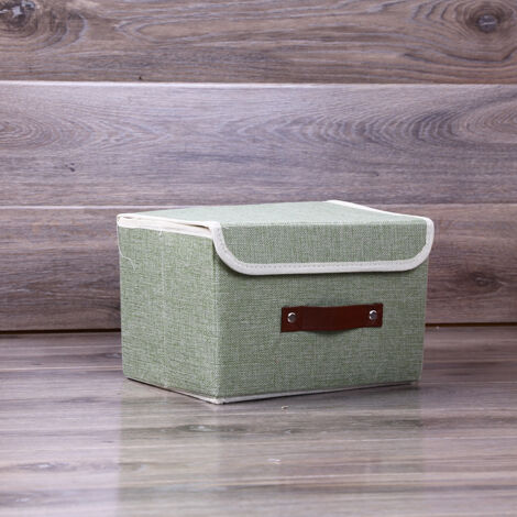 Boîte de rangement pliable vert clair 38 x 25 x 25 cm, carton épais en coton et lin de haute qualité, boîte de rangement en tissu lavable, 1 pièce