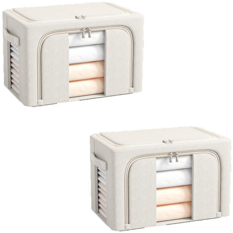 Boîte de rangement pliante double fenêtre, panier pliable, 72L, 504033cm, couleur kaki