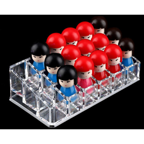 Boîte de rangement portable 18 cases pour bijoux et cosmétiques, organisateur transparent pour maquillage et rouge à lèvres