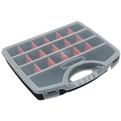Boîte de rangement portable en plastique pour pièces, vis et quincaillerie. Matériau : [à compléter]