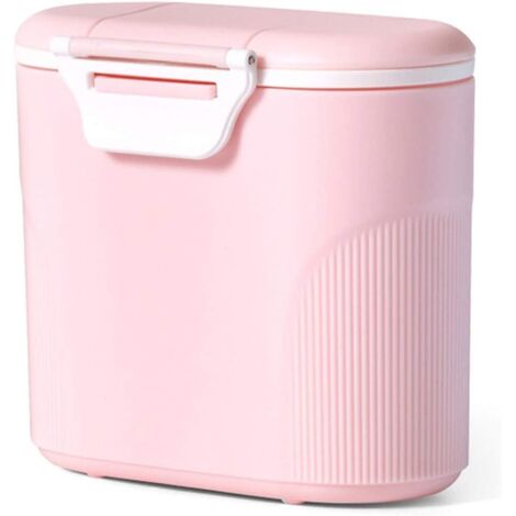 Boîte de rangement portable en poudre de lait 600ML avec niveleur et cuillère (rose)