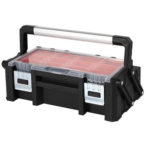 Boîte de rangement portable pour pièces, visserie, outils, noir