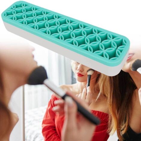 Boîte de Rangement Portable pour Pinceaux de Maquillage et Outils à Ongles Bleue