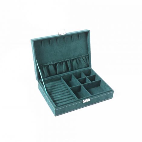 Boîte de rangement pour bijoux en velours grande capacité Vert(couche unique 2819.57CM)