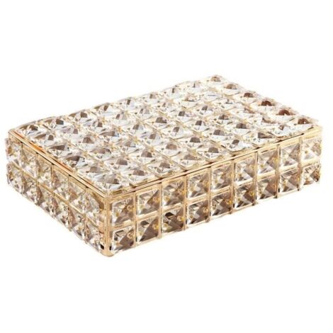 Boîte de rangement pour bijoux Multifonctionnelle - Métal et Cristal - 26x17x8cm - Velours