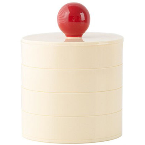Boîte de rangement pour bijoux rotative 4 étages avec couvercle 安德在线 Blanc Rouge - Boîte de rangement pour objets personnels dans dressing ou chambre