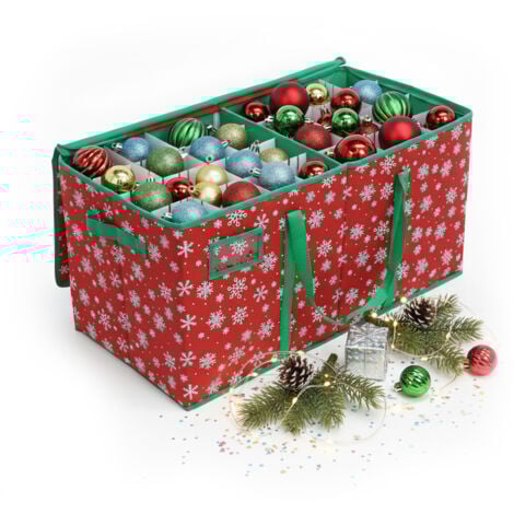 Relaxdays Boîte De Rangement Pour Boules De Noël, 64 Compartiments Hxlxp 31 X 30 X 30 Cm Transparentrouge 84538253