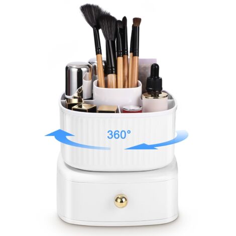 Boîte de rangement pour cosmétiques Boîte de rangement pour cosmétiques Boîte de rangement multifonctionnelle pour maquillage 14 x 16 cm Boîte de rangement pour pinceaux rotative à 360 ° Convient pour