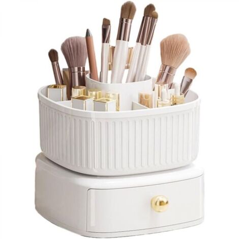 Boîte de rangement pour cosmétiques multifonctionnelle pour maquillage 14 x 16 cm Boîte de rangement pour pinceaux rotative à 360 °