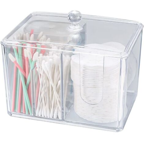 Boîte de rangement pour cotons-tiges, porte-coton en acrylique transparent, bâtonnets de coton pour salle de bain