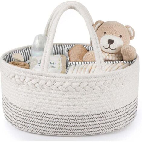 Boîte de rangement pour couches bébé, panier de rangement en corde de coton, grand panier de rangement pour nouveau-nés, garçon et fille, un indispensable pour la liste de cadeaux de naissance