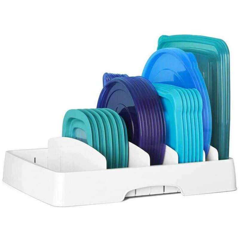 Boîte de Rangement pour Couvercle de Récipient Alimentaire, Grand Rangement Ajustable pour Couvercles en Plastique dans les Armoires de Cuisine - 1