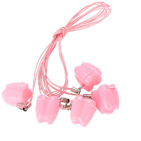 Boîte de Rangement pour Dents de Lait Bébé - 5 Pièces avec Collier Porte-Dent Rose