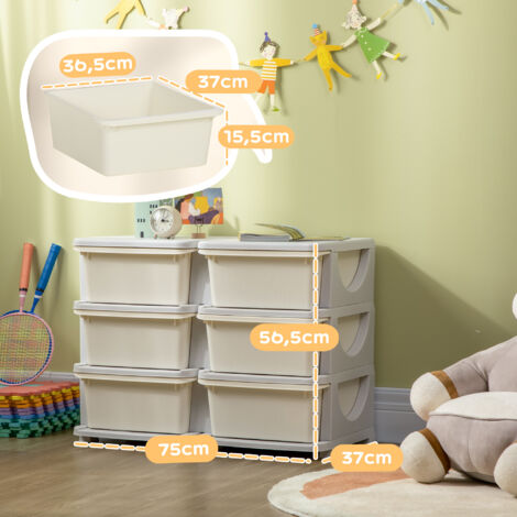 Boîte de rangement pour enfants, 3 tiroirs, blanche