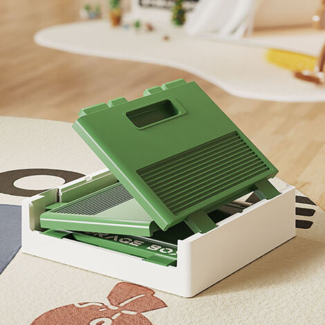 Boîte de Rangement pour Jouets avec Plaque de Construction 37L - Modèle en PP Stackable et Foldable, 335x335x329mm, Vert