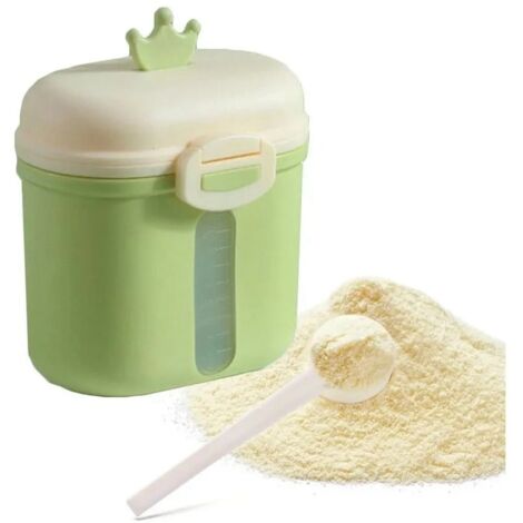 Boîte de Rangement pour Lait en Poudre Bébé, Grand Conteneur Portable avec Cuillère et Distributeur, Vert pour Nourrisson