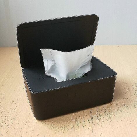 Boîte de rangement pour lingettes humides, distributeur de lingettes, étui de rangement pour mouchoirs avec couvercle, anti-poussière - Noir