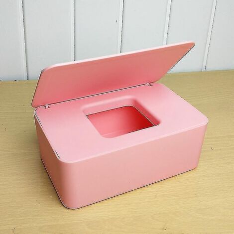 Boîte de rangement pour lingettes humides, distributeur de lingettes, étui de rangement pour mouchoirs avec couvercle, anti-poussière - Rose