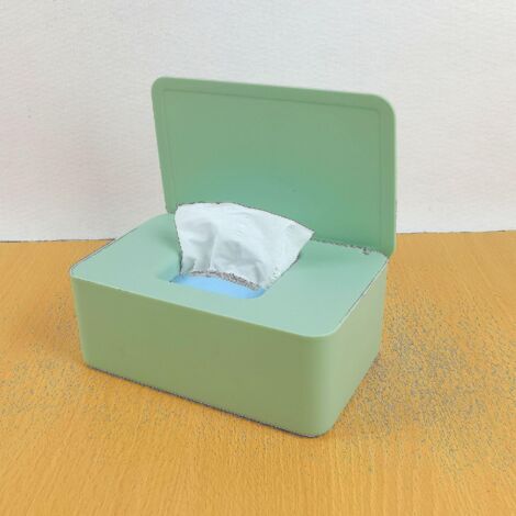 Boîte de rangement pour lingettes humides, distributeur de lingettes, étui de rangement pour mouchoirs avec couvercle anti-poussière - Vert