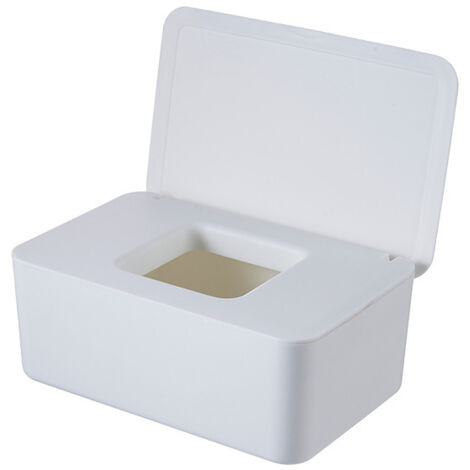 Boîte de rangement pour lingettes humides, distributeur de lingettes humides avec couvercle, boîte de lingettes humides pour couches pour bébé (blanc)
