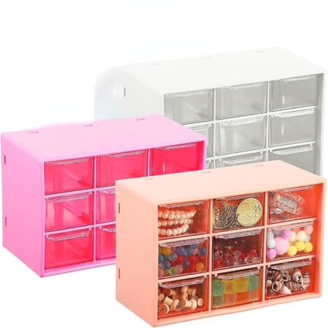 Boîte de rangement pour loisirs créatifs avec 9 tiroirs - Organisateur de bureau avec mini-tiroirs pour loisirs créatifs, bijoux, cosmétiques, matériel de couture et d'art - avec 9 tiroirs