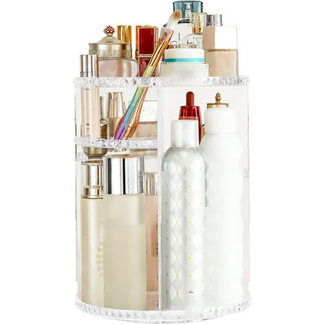 Boîte de Rangement pour Maquillage Transparente Rotative 360° Grande Capacité Organisateur Cosmétique