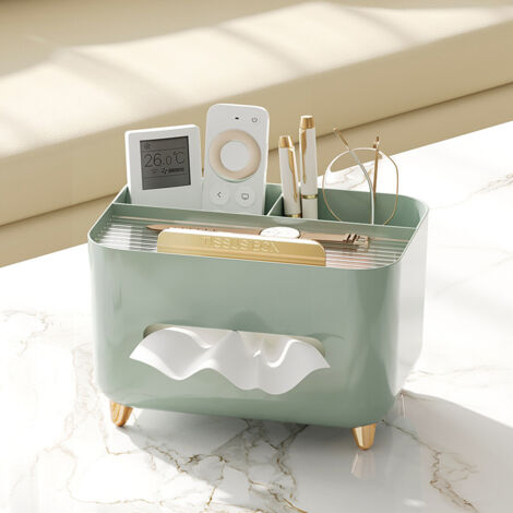 Boîte de rangement pour mouchoirs vert armée - porte-serviettes de bureau avec accessoires (stylo, télécommande, etc.), boîte décorative convenant à la maison, au bureau et à la salle à manger.