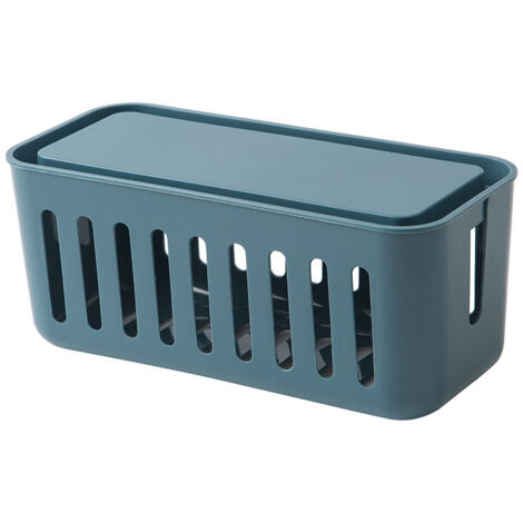 Boîte de Rangement pour Multiprise avec 6 Prises, Ventilation Intégrée et Design Minimaliste - Bleu Foncé pour Maison