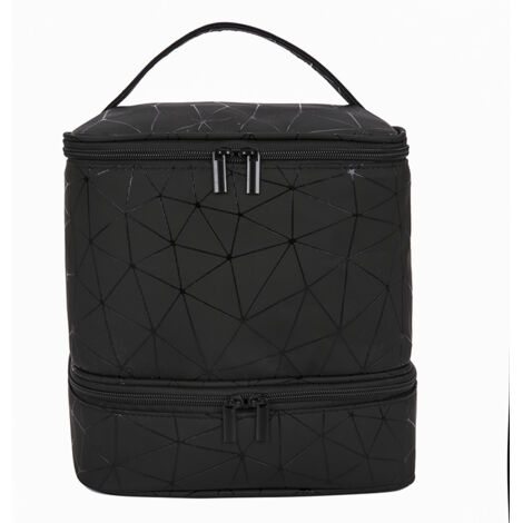 Boîte de rangement pour nail art avec compartiment pour vernis à ongles et plateau de séchage, 23,5 × 25 × 20 cm, noir