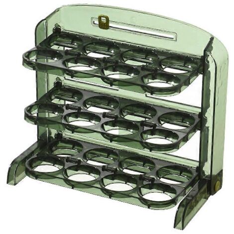 Boîte de rangement pour œufs pliable, simple, à 3 niveaux, en plastique transparent vert, idéale pour la cuisine.
