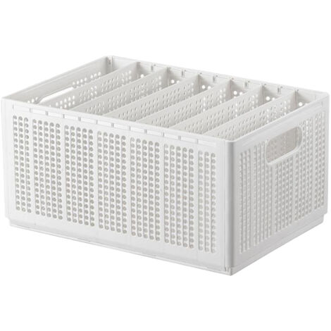 Boîte de Rangement pour Pantalons Pliables - Blanc Pur - 7 Cases avec 6 Cloisons Amovibles - Organisation Garde-robe et Chambre - Grand Contenant Divisé Résistant