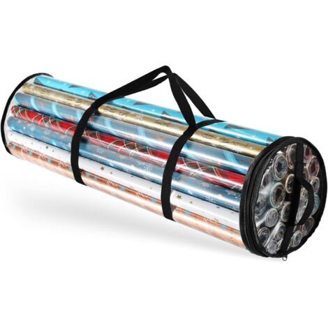 Boîte De Rangement Pour Papier Cadeau - Conteneur Transparent Pour Jusqu'à 14 Rouleaux De 102 Cm - Organiseur De Papier Cadeau Déchirure Résistant - Sac De Rangement Festif Avec Poignées - 1 Pièce