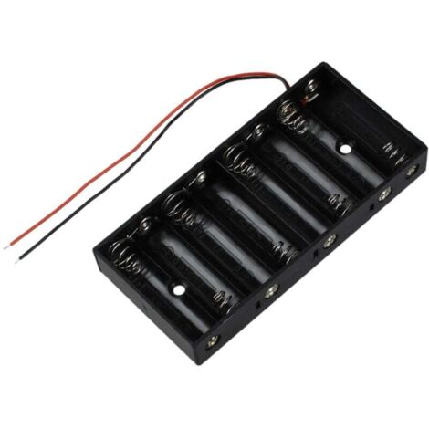 Boîte de Rangement pour Piles 12V 8 x 1.5V AA avec Câble et Étui en Plastique