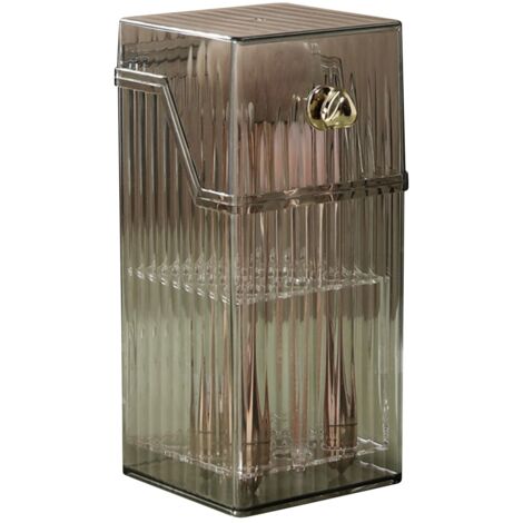 Boîte de rangement pour pinceaux de maquillage – Gris luxe – Boîte anti-poussière pour coiffeuse – Taille unique