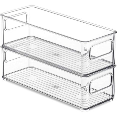 Boîte de rangement pour poste de travail cosmétique, snacks et autres articles de cuisine . Boîte PET à bords droits - petite, 1 pièce [A13] PET haute transparence - 2 pièces
