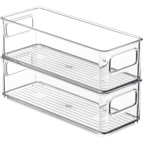 Boîte de rangement pour poste de travail cosmétique, snacks et autres articles de cuisine . Boîte PET à bords droits - petite, 1 pièce [A13] PET haute transparence - 2 pièces