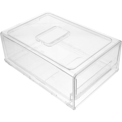 Boîte de Rangement pour Réfrigérateur Blanc en Plastique, Tiroir Coulissant Empilable Fruits et Aliments, Organiseur Pratique Cuisine à Domicile -