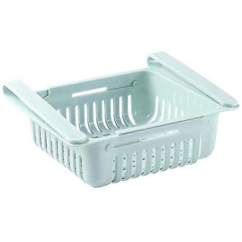 Boîte de rangement pour réfrigérateur, lot de 2, en plastique, à suspendre, pour tiroir de réfrigérateur, réglable, pour garde-manger (bleu)