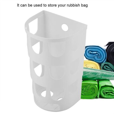 Boîte de rangement pour sac poubelle, support de rangement pour sacs à ordures muraux durables en plastique de haute qualité pour cuisine, salle de bain(blanc)