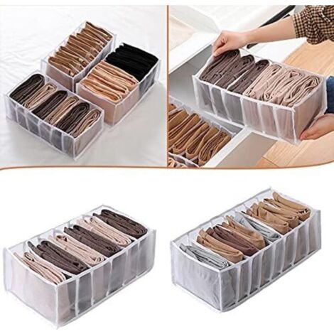 Boîte de rangement pour sous-vêtements, tiroir en maille multi-grille, organiseur de culottes, chaussettes, leggings, mallette de rangement de finition domestique pour la maison