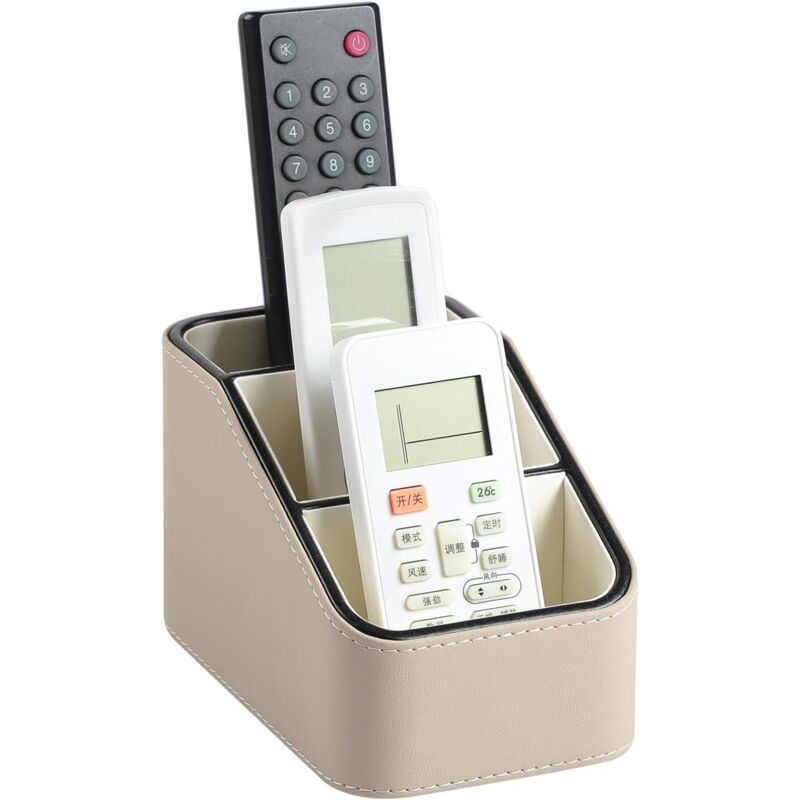 Boîte de rangement pour télécommandes en cuir PU, petit organiseur de bureau pour fournitures, table de chevet, table d’appoint ou canapé, pot à