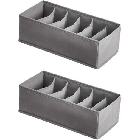 Boîte de rangement pour vêtements, boîte de rangement en tissu avec tiroirs - grise, 6 compartiments [321610] - 2 pièces
