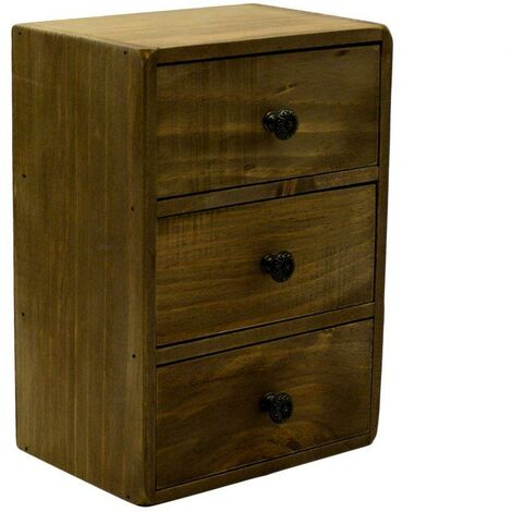 Boîte de rangement rectangulaire en bois 3 tiroirs cm17x12h24