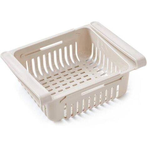 Boîte de Rangement Rétractable pour Réfrigérateur avec Tiroir, Organisateur Pratique pour Fruits et Légumes (Abricot)