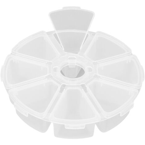 Boîte de Rangement Ronde 8 Compartiments Transparente pour Perles, Bijoux DIY et Fournitures Créatives